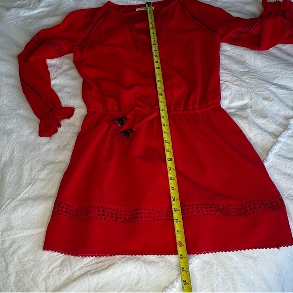 Rebecca Minkoff red bohemian dress drawstring, elastic waist with tassels size 6 - Picture 13 of 15